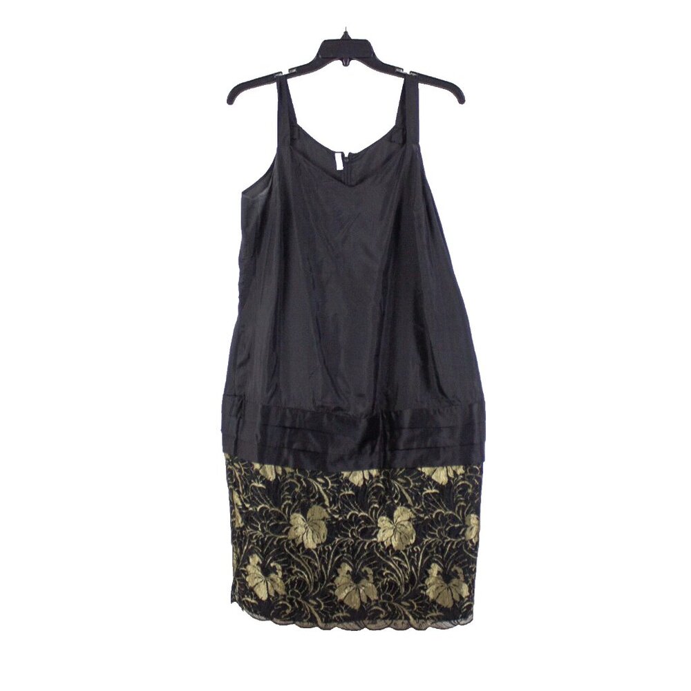 Vintage Neil Bieff Midi Dress Sz M Gold Lace Trim